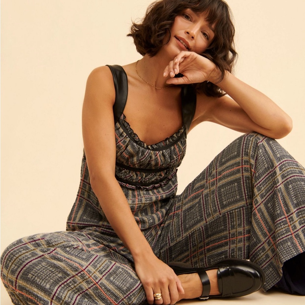 Free People Marley Plaid Jumpsuit